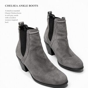 Sam Edelman Gray Suede Chelsea Ankle Boots Size 7.5 Boho Western Minimalist
